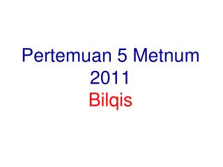 Pertemuan 5 Metnum 2011 Bilqis