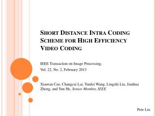 Short Distance Intra Coding Scheme for High Efficiency Video Coding