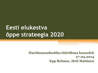 Eesti elukestva õppe strateegia 2020