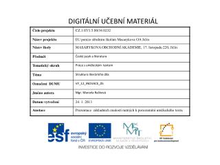 DIGITÁLNÍ UČEBNÍ MATERIÁL