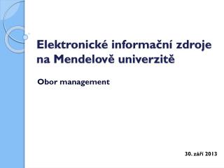 Elektronické informační zdroje na Mendelově univerzitě