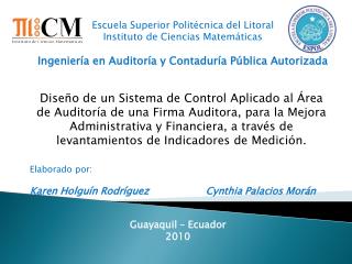Escuela Superior Politécnica del Litoral Instituto de Ciencias Matemáticas