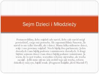 Sejm Dzieci i Młodzieży