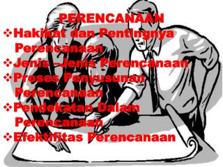 PERENCANAAN Hakikat dan Pentingnya Perencanaan Jenis – Jenis Perencanaan Proses Penyusunan