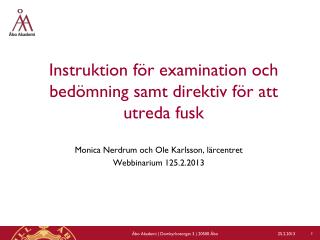 Instruktion för examination och bedömning samt direktiv för att utreda fusk