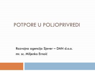 Potpore u poljoprivredi