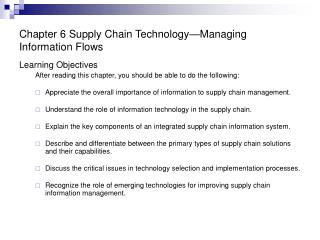 Chapter 6 Supply Chain Technology—Managing Information Flows