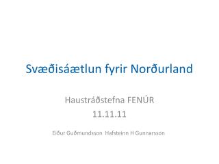 Svæðisáætlun fyrir Norðurland