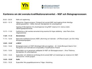 Konferens om det svenska kvalifikationsramverket – NQF och Bolognaprocessen