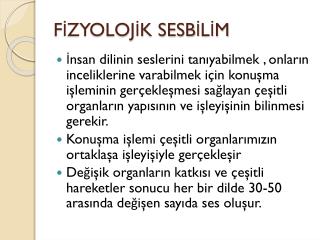 FİZYOLOJİK SESBİLİM