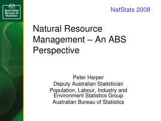Natural Resource Management – An ABS Perspective