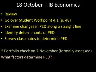 18 October – IB Economics