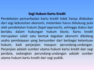 Segi Hukum Kartu Kredit