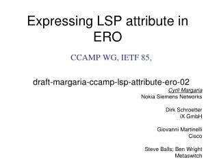 Expressing LSP attribute in ERO