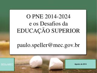 O PNE 2014-2024 e os Desafios da EDUCAÇÃO SUPERIOR paulo.speller@mec.br