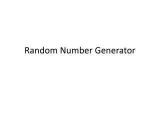 Random Number Generator