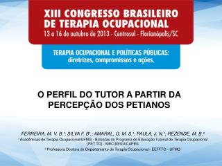 O PERFIL DO TUTOR A PARTIR DA PERCEPÇÃO DOS PETIANOS