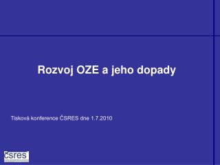 Rozvoj OZE a jeho dopady