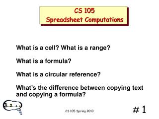 CS 105 Spreadsheet Computations