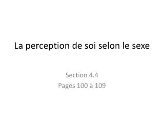 La perception de soi selon le sexe