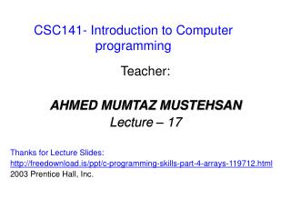 CSC141- Introduction to Computer programming