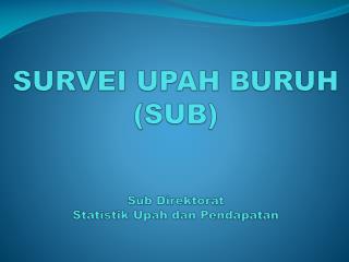 SURVEI UPAH BURUH (SUB) Sub Direktorat Statistik Upah dan Pendapatan