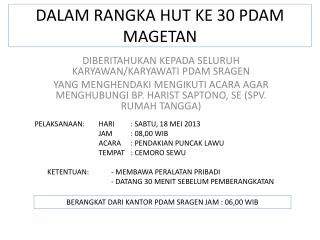 DALAM RANGKA HUT KE 30 PDAM MAGETAN