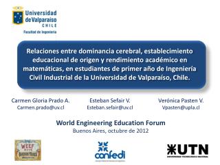 World Engineering Education Forum Buenos Aires, octubre de 2012
