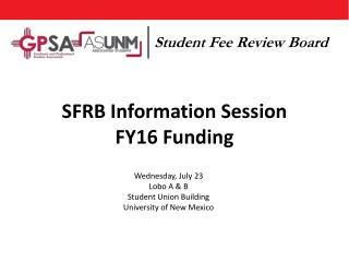 SFRB Information Session FY16 Funding