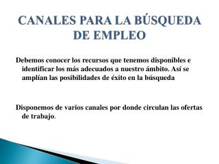 CANALES PARA LA BÚSQUEDA DE EMPLEO
