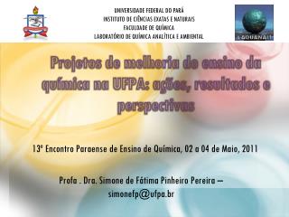 Projetos de melhoria do ensino da química na UFPA: ações, resultados e perspectivas