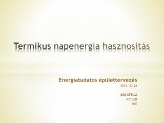 Termikus napenergia hasznosítás