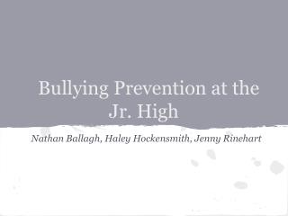 Bullying Prevention at the Jr. High
