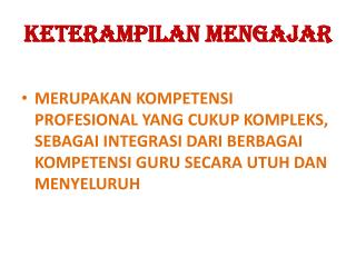 KETERAMPILAN MENGAJAR