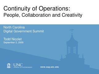 Continuity of Operations: People, Collaboration and Creativity