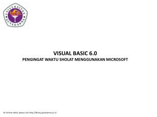 VISUAL BASIC 6.0 PENGINGAT WAKTU SHOLAT MENGGUNAKAN MICROSOFT