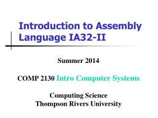 Introduction to Assembly Language IA32-II