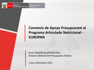 Convenio de Apoyo Presupuestal al Programa Articulado Nutricional - EUROPAN