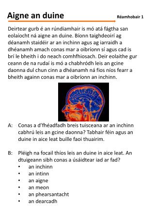 Aigne an duine	 Réamhobair 1