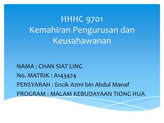 HHHC 9701 Kemahiran Pengurusan dan Keusahawanan