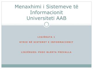 Menaxhimi i Sistemeve të Informacionit Universiteti AAB