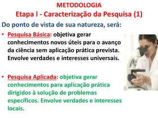 METODOLOGIA Etapa l - Caracterização da Pesquisa (1)