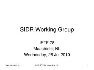 SIDR Working Group