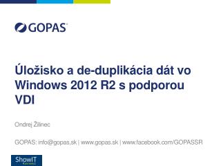 Úložisko a de-duplikácia dát vo Windows 2012 R2 s podporou VDI