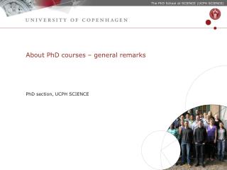 About PhD courses – general remarks