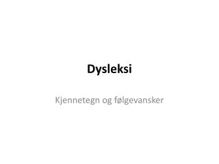 Dysleksi