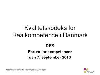 Kvalitetskodeks for Realkompetence i Danmark