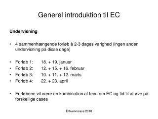 Generel introduktion til EC