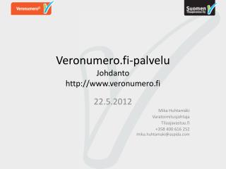 Veronumero.fi-palvelu Johdanto veronumero.fi