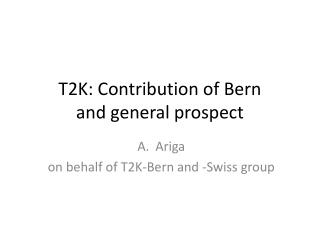 T2K: Contribution of Bern and general prospect